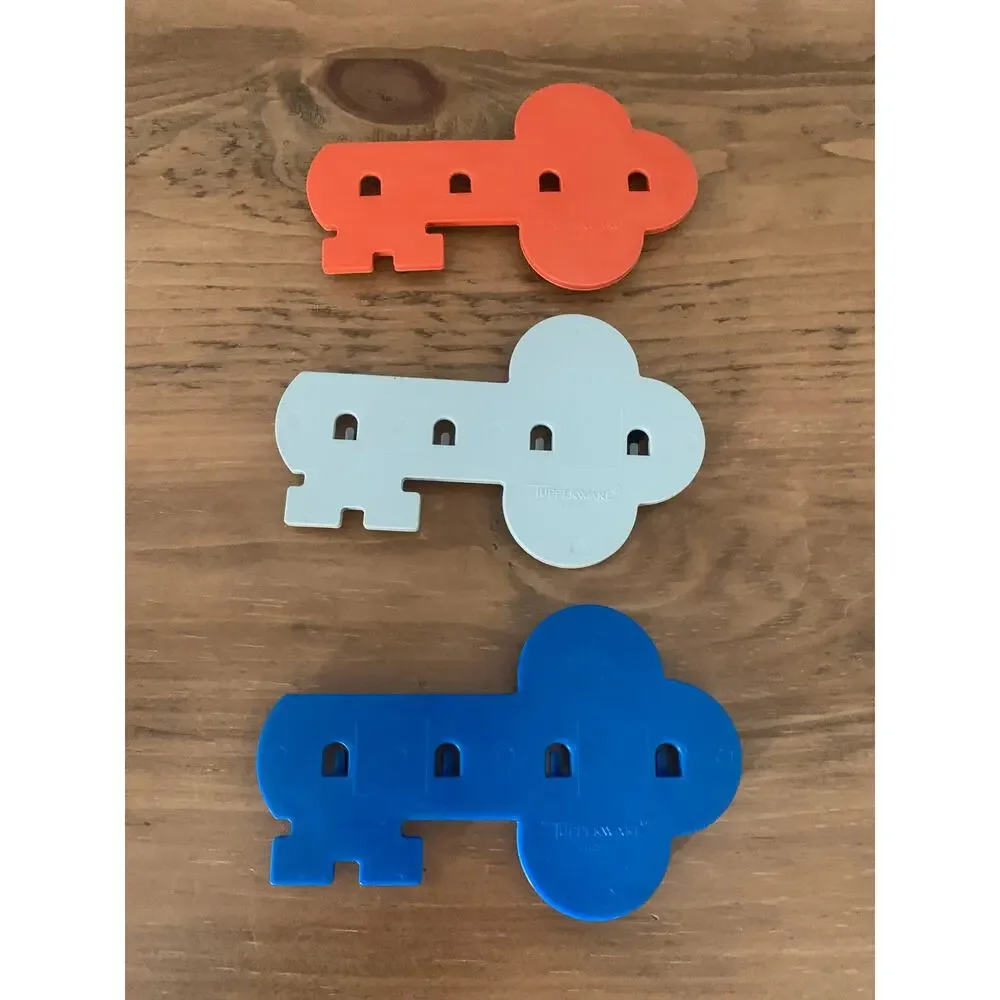 Tupperware Key Hooks/Holders Hanger Wall Racks Blue Gray Orange 1453